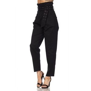 High-Waisted Paperbag Pants With Belt